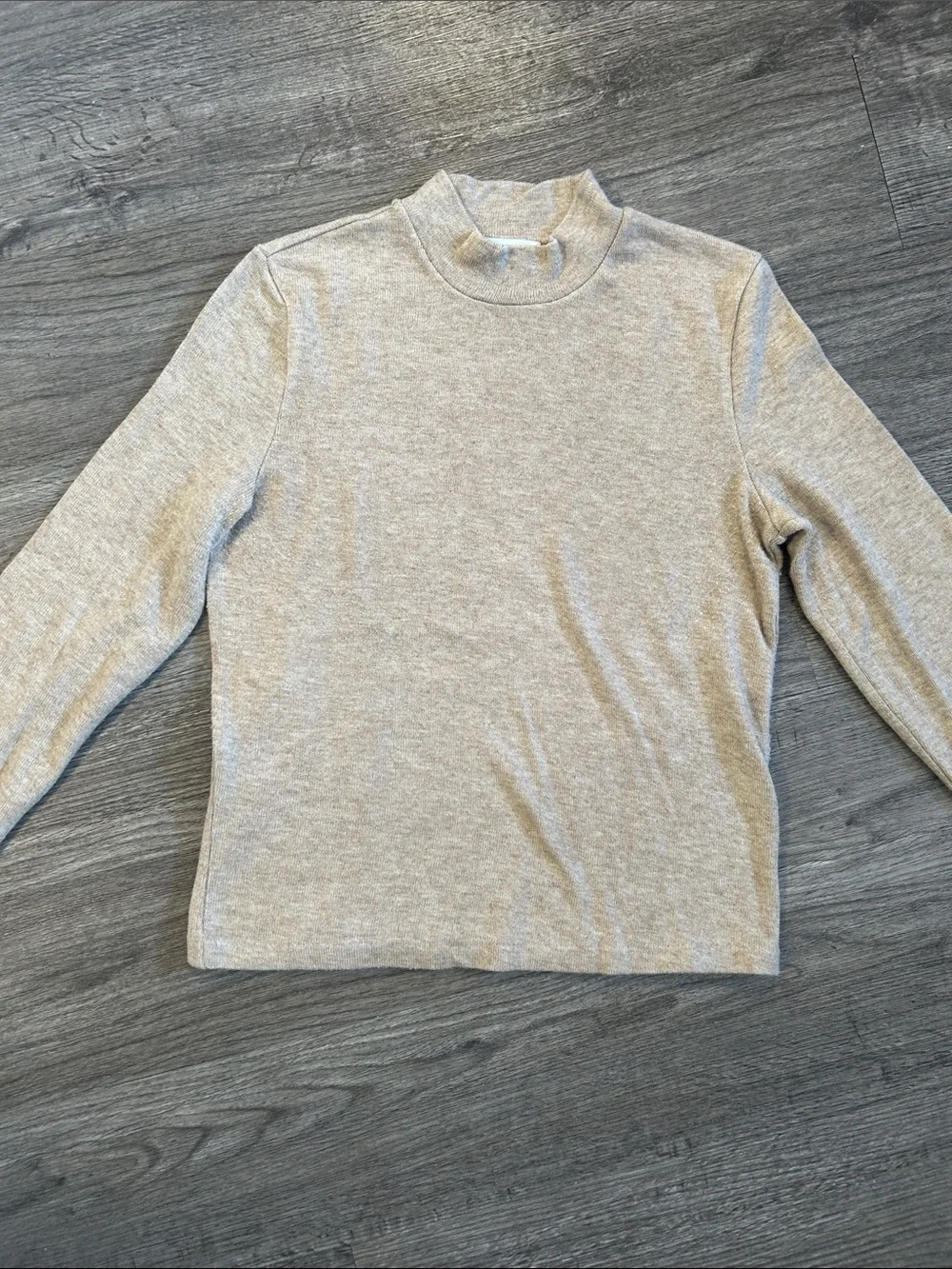 Vince Fine Knit Mock Neck Sweater Oatmeal Beige Long Sleeve Medium - Picture 3 of 8
